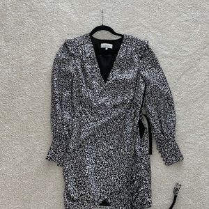 Lacadamie leopard satin wrap dress size small